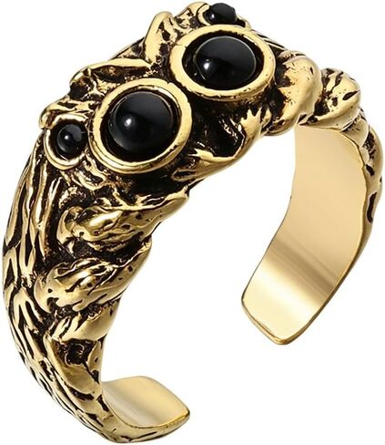 Jumping Spider Ring Black Agate Open Adjustable Copper Statement Jewelry 1 Pc in Kuwait