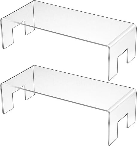 2 Pack Acrylic Risers Display Stands, 5mm Thick Clear Small Acrylic Shelf Riser Display RisersAcrylic Showcase Fixtures Shelf for Dessert Cupcake Figures Cosmetics Perfume（11.8 x 4.92 x 3.35 inch） in Saudi Arabia