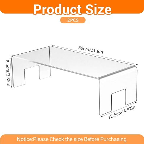 2 Pack Acrylic Risers Display Stands, 5mm Thick Clear Small Acrylic Shelf Riser Display RisersAcrylic Showcase Fixtures Shelf for Dessert Cupcake Figures Cosmetics Perfume（11.8 x 4.92 x 3.35 inch） in Saudi Arabia