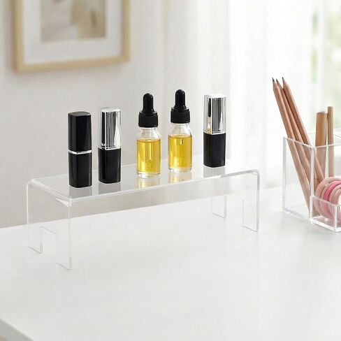 2 Pack Acrylic Risers Display Stands, 5mm Thick Clear Small Acrylic Shelf Riser Display RisersAcrylic Showcase Fixtures Shelf for Dessert Cupcake Figures Cosmetics Perfume（11.8 x 4.92 x 3.35 inch） in Saudi Arabia