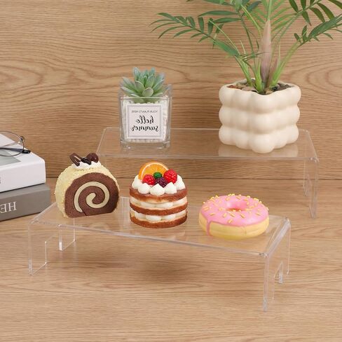 2 Pack Acrylic Risers Display Stands, 5mm Thick Clear Small Acrylic Shelf Riser Display RisersAcrylic Showcase Fixtures Shelf for Dessert Cupcake Figures Cosmetics Perfume（11.8 x 4.92 x 3.35 inch） in Saudi Arabia