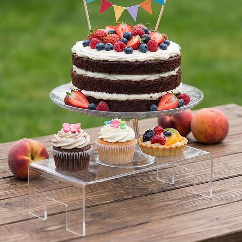 2 Pack Acrylic Risers Display Stands, 5mm Thick Clear Small Acrylic Shelf Riser Display RisersAcrylic Showcase Fixtures Shelf for Dessert Cupcake Figures Cosmetics Perfume（11.8 x 4.92 x 3.35 inch） in Saudi Arabia