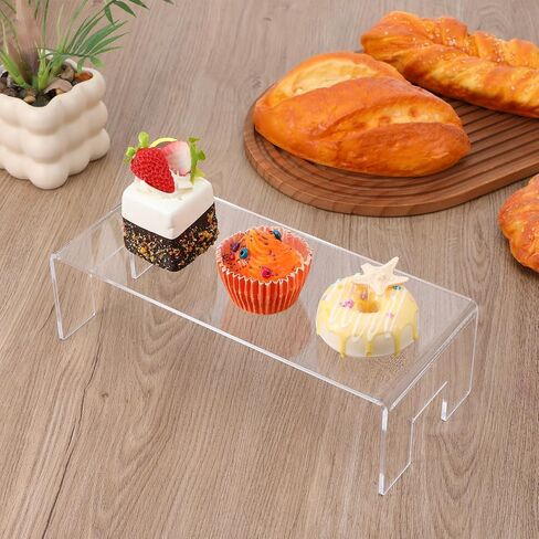 2 Pack Acrylic Risers Display Stands, 5mm Thick Clear Small Acrylic Shelf Riser Display RisersAcrylic Showcase Fixtures Shelf for Dessert Cupcake Figures Cosmetics Perfume（11.8 x 4.92 x 3.35 inch） in Saudi Arabia