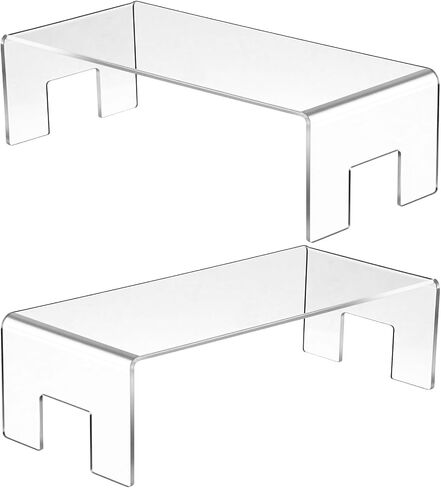 2 Pack Acrylic Risers Display Stands, 5mm Thick Clear Small Acrylic Shelf Riser Display RisersAcrylic Showcase Fixtures Shelf for Dessert Cupcake Figures Cosmetics Perfume（11.8 x 4.92 x 3.35 inch） in Saudi Arabia