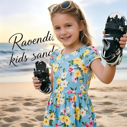 Raoendis Toddler Boys Girls Sandals Kids Tie-Dye Adjustable Double Strap Open-Toe Lightweight Water Sandal in Kuwait
