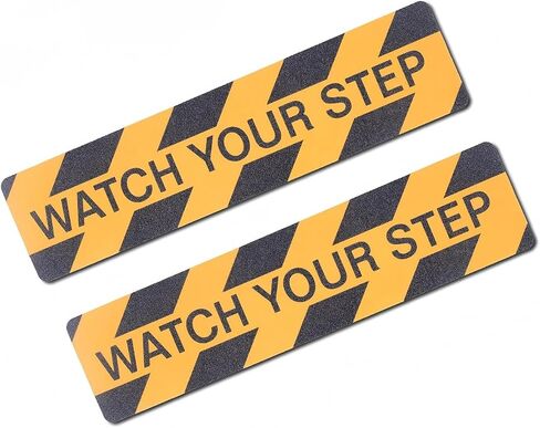 ملصقات Qingluan Watch Your Step Floor الشارات، 6 قطع مقاس 6 × 24 بوصة، شريط لاصق تحذيري، مضاد للانزلاق، ملصقات داخلية/خارجية in Kuwait