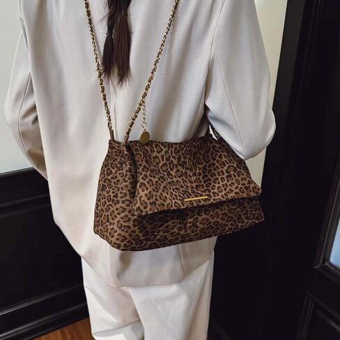 leopard cheetah print purse for women, animal print cute y2k shoulder bag, hobo suede slouchy crossbody bag, going out trendy shoulder purse, cheetah accessories stuff gifts in Saudi Arabia