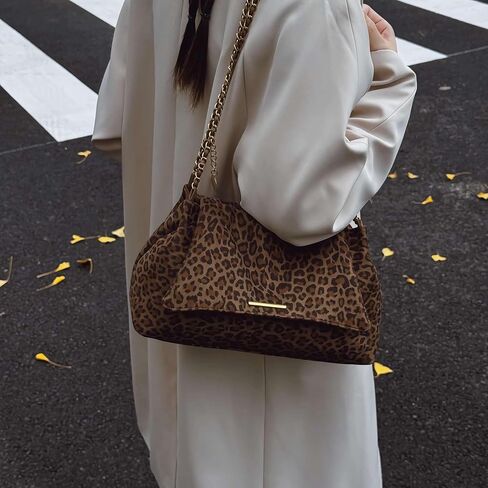 leopard cheetah print purse for women, animal print cute y2k shoulder bag, hobo suede slouchy crossbody bag, going out trendy shoulder purse, cheetah accessories stuff gifts in Saudi Arabia