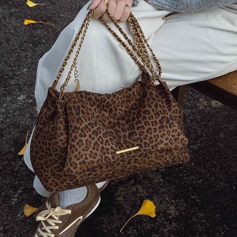 leopard cheetah print purse for women, animal print cute y2k shoulder bag, hobo suede slouchy crossbody bag, going out trendy shoulder purse, cheetah accessories stuff gifts in Saudi Arabia