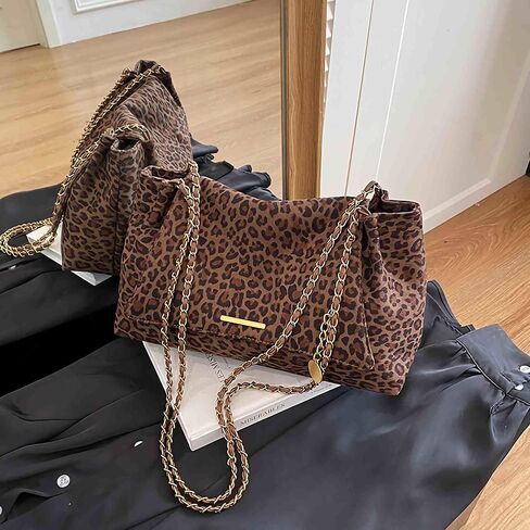 leopard cheetah print purse for women, animal print cute y2k shoulder bag, hobo suede slouchy crossbody bag, going out trendy shoulder purse, cheetah accessories stuff gifts in Saudi Arabia