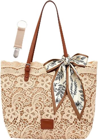 Woven Tote Hobo Bags for Women,Crochet Beach Bag Purse Knitted Shoulder Bag Handbag with Removable Strap for Vacation Travel in Saudi Arabia