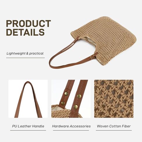 Crochet Beach Bag for Women, Crochet Summer Hobo Purse Bag, Knitted Vacation Travel Boho Shoulder Handbag 2026 in Kuwait