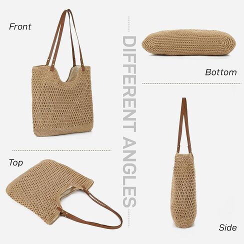 Crochet Beach Bag for Women, Crochet Summer Hobo Purse Bag, Knitted Vacation Travel Boho Shoulder Handbag 2026 in Kuwait