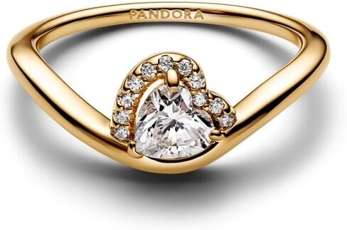 PANDORA-Wavy Heart Ring-Gold plated-With Gift Box in Saudi Arabia