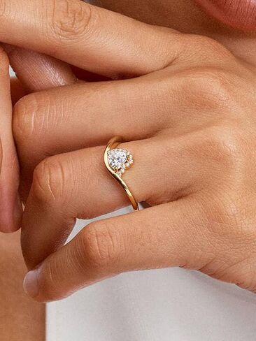 PANDORA-Wavy Heart Ring-Gold plated-With Gift Box in Saudi Arabia