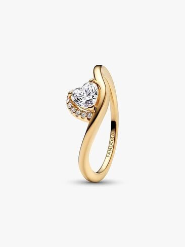 PANDORA-Wavy Heart Ring-Gold plated-With Gift Box in Saudi Arabia
