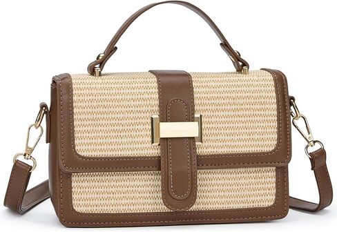 Straw Crossbody Purses Bags for Women, Summer Leather Shoulder Bag in Kuwait