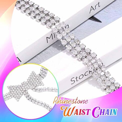 Silver Rhinestone Belts Bling Dress Belt Chain Fashion Sparkly Waist Accessories for Women in Saudi Arabia