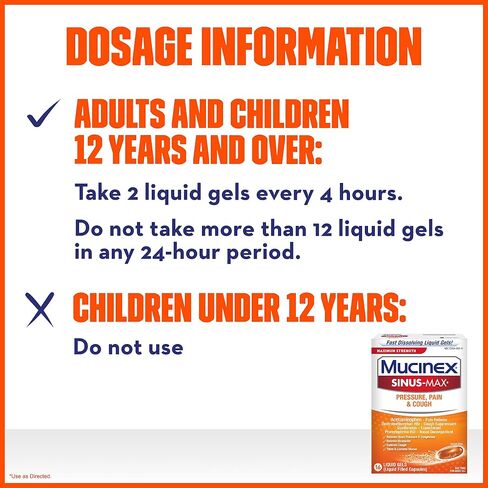 Mucinex Sinus-Max Max Strength Pressure, Pain & Cough Liquid Gels 16 ea ( Pack of 2) in Kuwait