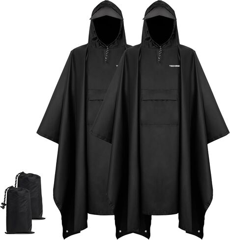 TechRise Rain Ponchos for Adults with Pocket, Waterproof Raincoat for Men Women, Reusable Hooded Ponchos for Hiking Camping in Saudi Arabia