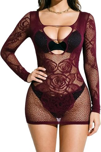 Lingerie Sets for Women Lace Sexy, One Size Fits All lingerie for Rose Pattern, Lenceria Openwork Sexy Para Cojer Claret in Saudi Arabia
