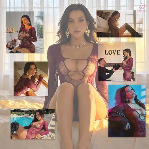 Lingerie Sets for Women Lace Sexy, One Size Fits All lingerie for Rose Pattern, Lenceria Openwork Sexy Para Cojer Claret in Saudi Arabia