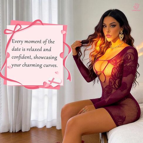Lingerie Sets for Women Lace Sexy, One Size Fits All lingerie for Rose Pattern, Lenceria Openwork Sexy Para Cojer Claret in Saudi Arabia