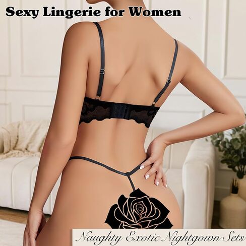 Famstar Lingerie for Women Sexy Bra and Panty Sets Lace Sheer See Through Lingerie Sets Exotic Nightie Outfits for Women in Saudi Arabia