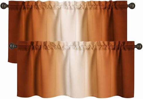 Purple Valances for Window,Ombre Light Filtering Short Curtains for Kitchen Bedroom Living Room,Rod Pocket Top Small Window Treatment Valance RV Bunk Panels,52" Wx18 L,2 Pieces in Saudi Arabia