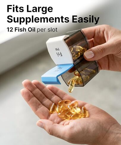 Extra Large Pill Organizer AM PM - Weekly Pill Box 7 Day for Big Vitamins & Supplements, Large Capacity Medicine Organizer with 7 Detachable Compartments, XL Pill Case for Seniors, Athlets, Caregivers in Saudi Arabia