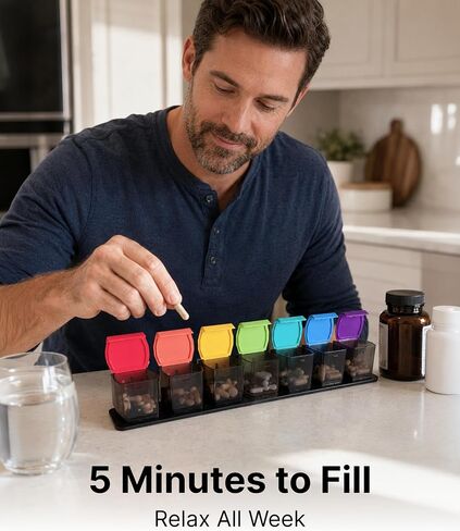 Extra Large Pill Organizer AM PM - Weekly Pill Box 7 Day for Big Vitamins & Supplements, Large Capacity Medicine Organizer with 7 Detachable Compartments, XL Pill Case for Seniors, Athlets, Caregivers in Saudi Arabia