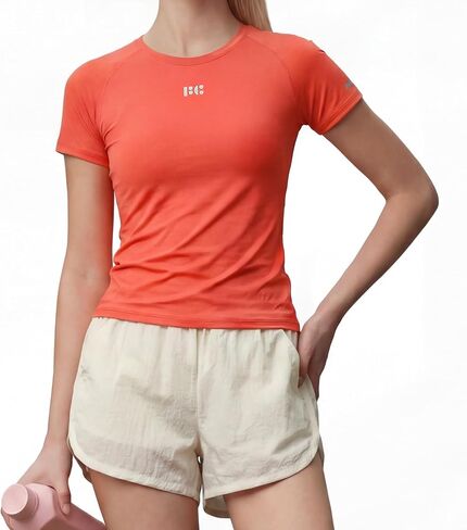 Workout Tops for Women Athletic Running Gym Yoga Short Sleeve Shirts Seamless Breathable Crewneck Tees in Saudi Arabia