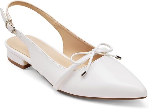 Elisabet Tang Women's Slingback Flats,Closed Pointed Toe Low Block Chunky Heel with Bow Dress Slip On Flats Shoes,Casual for Work Wedding Daily in Kuwait