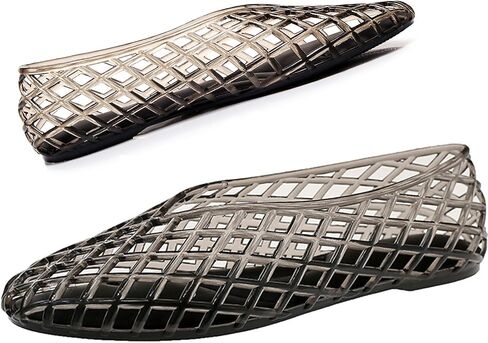 Jelly Flats for Women Breathable Slip on Ballerina Dress Clear Hollow Shoes Comfort Summer Beach Shoes in Kuwait