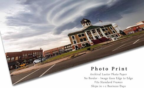 Storm Photography Print (Not Framed) Picture of Supercell Thunderstorm Over Washita County Courthouse in Cordell Oklahoma Town Square Wall Art Weather Decor (8" x 10") in Saudi Arabia