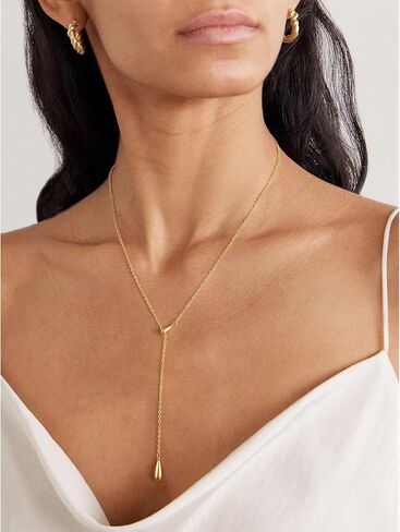 14K Gold Plated Layered Lariat Necklace for Women - Waterproof Non-Tarnish Dainty Gold Chain Necklace, Long Boho Statement Jewelry for Wedding, Prom, Summer Vacation Gifts in Saudi Arabia