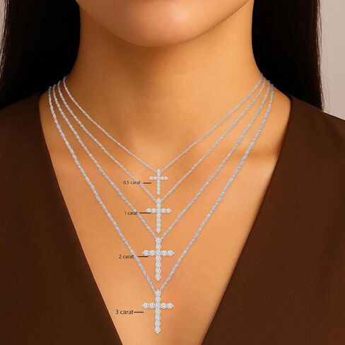 Houston Diamond District 0.5 to 10 Carat IGI Certified LAB GROWN Diamond Cross Pendant Necklace for Women 4 Prong (E-F Color VS1-VS2 Clarity) in Saudi Arabia