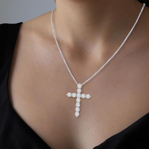 Houston Diamond District 0.5 to 10 Carat IGI Certified LAB GROWN Diamond Cross Pendant Necklace for Women 4 Prong (E-F Color VS1-VS2 Clarity) in Saudi Arabia