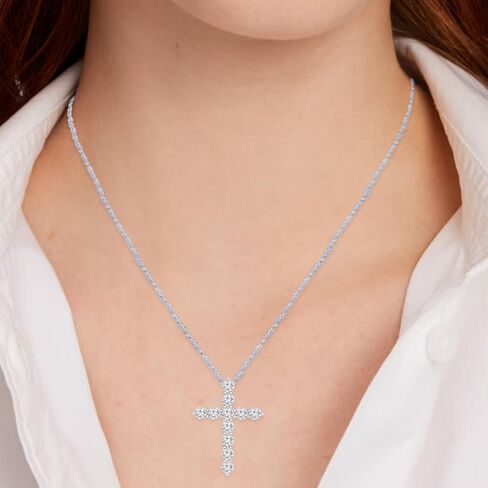 Houston Diamond District 0.5 to 10 Carat IGI Certified LAB GROWN Diamond Cross Pendant Necklace for Women 4 Prong (E-F Color VS1-VS2 Clarity) in Saudi Arabia