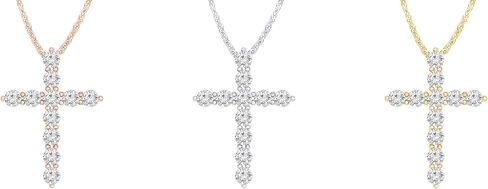 Houston Diamond District 0.5 to 10 Carat IGI Certified LAB GROWN Diamond Cross Pendant Necklace for Women 4 Prong (E-F Color VS1-VS2 Clarity) in Saudi Arabia