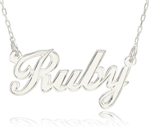 10k White Gold Personalized Stroke Name Necklace - Custom Made Any Name in Kuwait