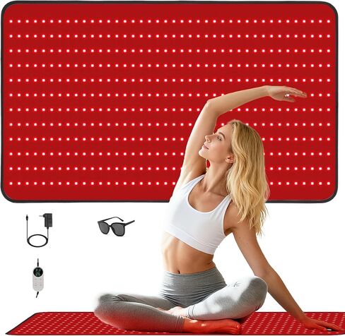 Red Light Therapy Mat for Full Body, Foldable 480 LEDs Near Infrared Light Therapy Pad, 660nm& 850nm 2in1 LEDs Light Blanket, High end Leather, 5 Power Levels UP to 65W, 39.4'x23.6' in Kuwait