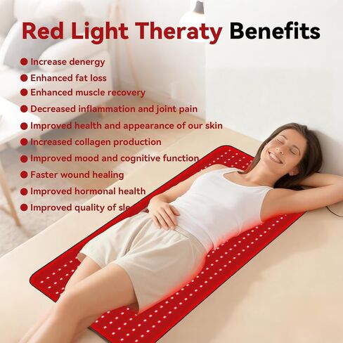 Red Light Therapy Mat for Full Body, Foldable 480 LEDs Near Infrared Light Therapy Pad, 660nm& 850nm 2in1 LEDs Light Blanket, High end Leather, 5 Power Levels UP to 65W, 39.4'x23.6' in Kuwait