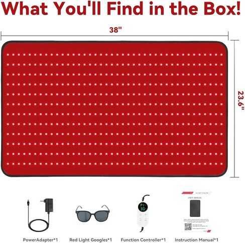 Red Light Therapy Mat for Full Body, Foldable 480 LEDs Near Infrared Light Therapy Pad, 660nm& 850nm 2in1 LEDs Light Blanket, High end Leather, 5 Power Levels UP to 65W, 39.4'x23.6' in Kuwait