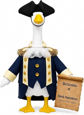 23" 4th of July Patriotic Porch Goose Outfits, 250th Anniversary Porch Goose Costume, independence Day Washington Goose Costume with Tricorne Hat, Lace Jabot & Declaration of Honk-dependence Scroll in Saudi Arabia