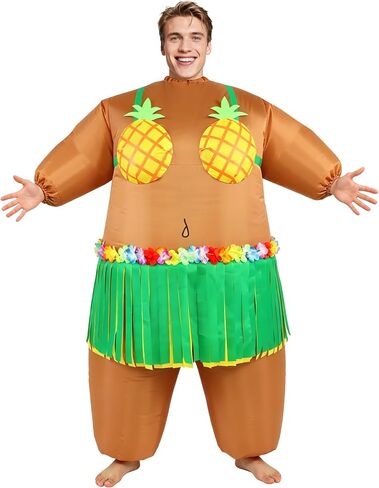 Inflatable Costume Adult Halloween Blow Up Luau Hula Skirt Costume for Men Women Funny Hawaiian Summer Cosplay Party in Saudi Arabia