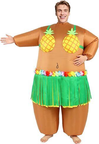 Inflatable Costume Adult Halloween Blow Up Luau Hula Skirt Costume for Men Women Funny Hawaiian Summer Cosplay Party in Saudi Arabia