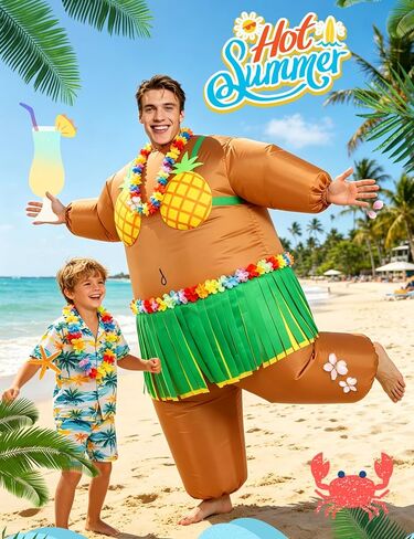 Inflatable Costume Adult Halloween Blow Up Luau Hula Skirt Costume for Men Women Funny Hawaiian Summer Cosplay Party in Saudi Arabia