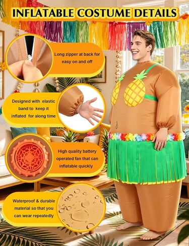 Inflatable Costume Adult Halloween Blow Up Luau Hula Skirt Costume for Men Women Funny Hawaiian Summer Cosplay Party in Saudi Arabia