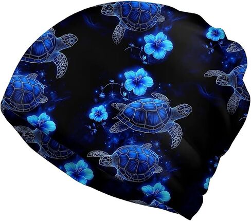 Turquoise Floral Golden Women's Slouchy Beanie Hat Cute Turban Hats Cancer Headwear Caps Baggy Skull Sleep Scarf in Saudi Arabia